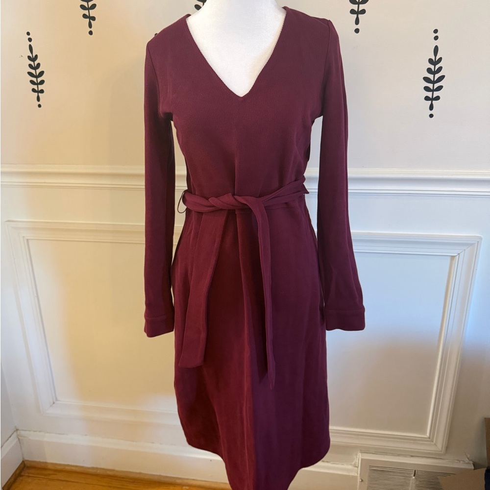 Boden Rich Burgundy Long Sleeve Dress